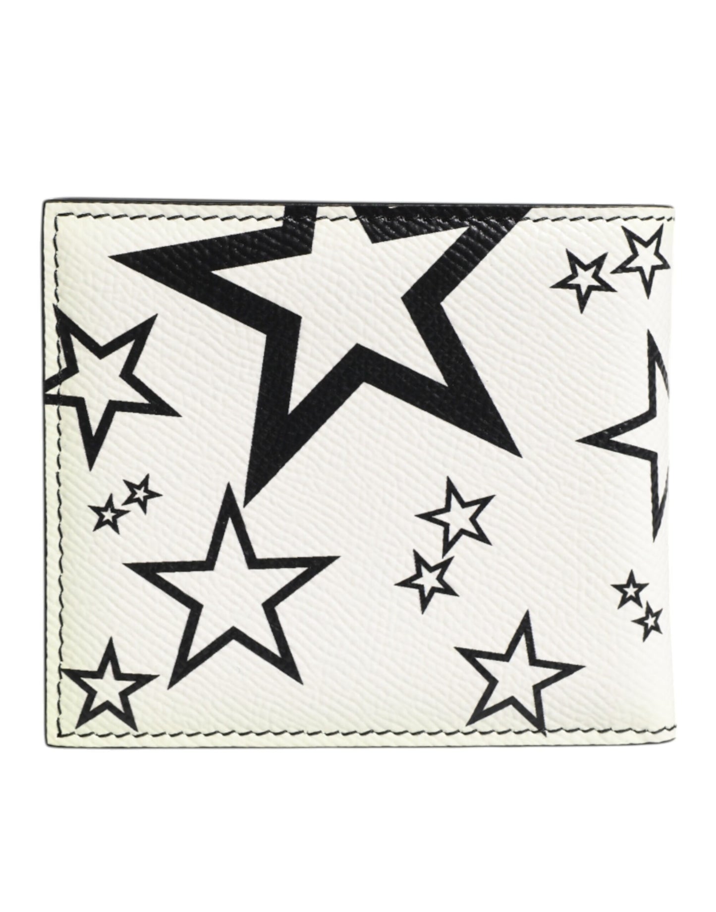 Dolce & Gabbana Weißes Leder DG Star Logo Bifold Kartenhalter Geldbörse