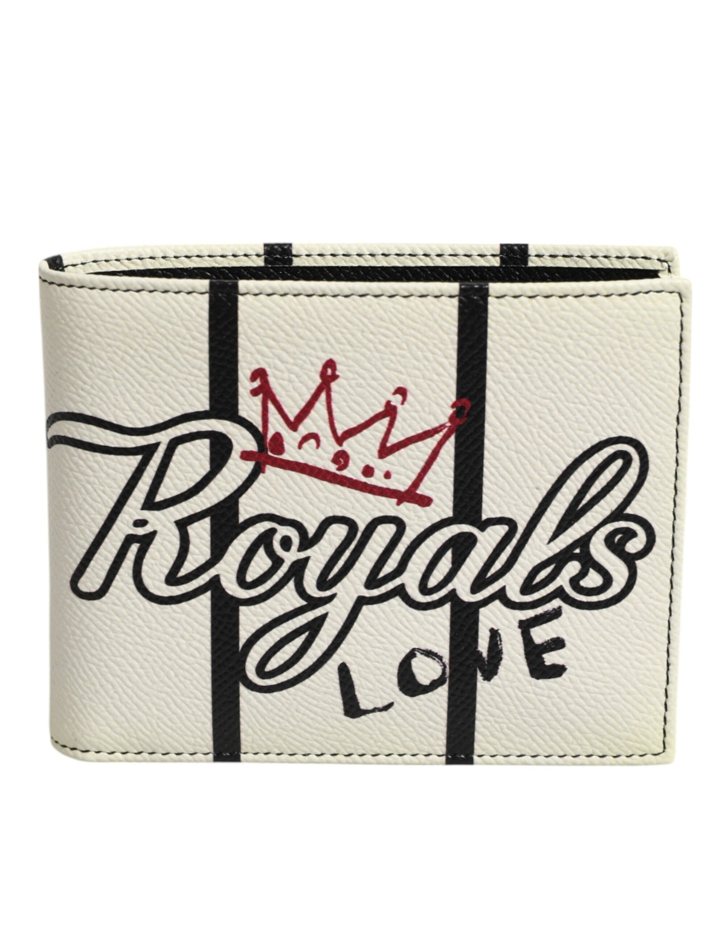 Dolce & Gabbana Weißes Leder DG Crown Royals Bifold Card Holder Wallet