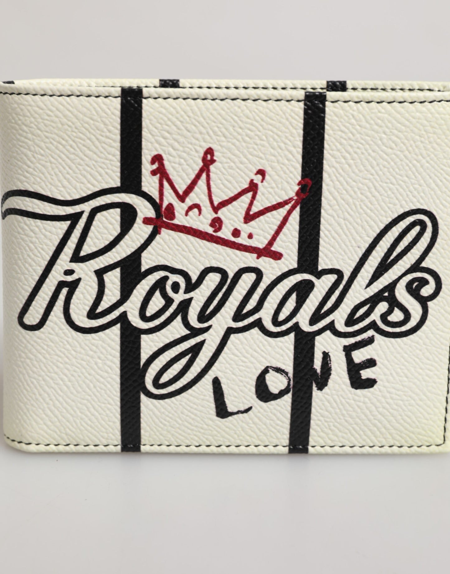 Dolce & Gabbana Weißes Leder DG Crown Royals Bifold Card Holder Wallet