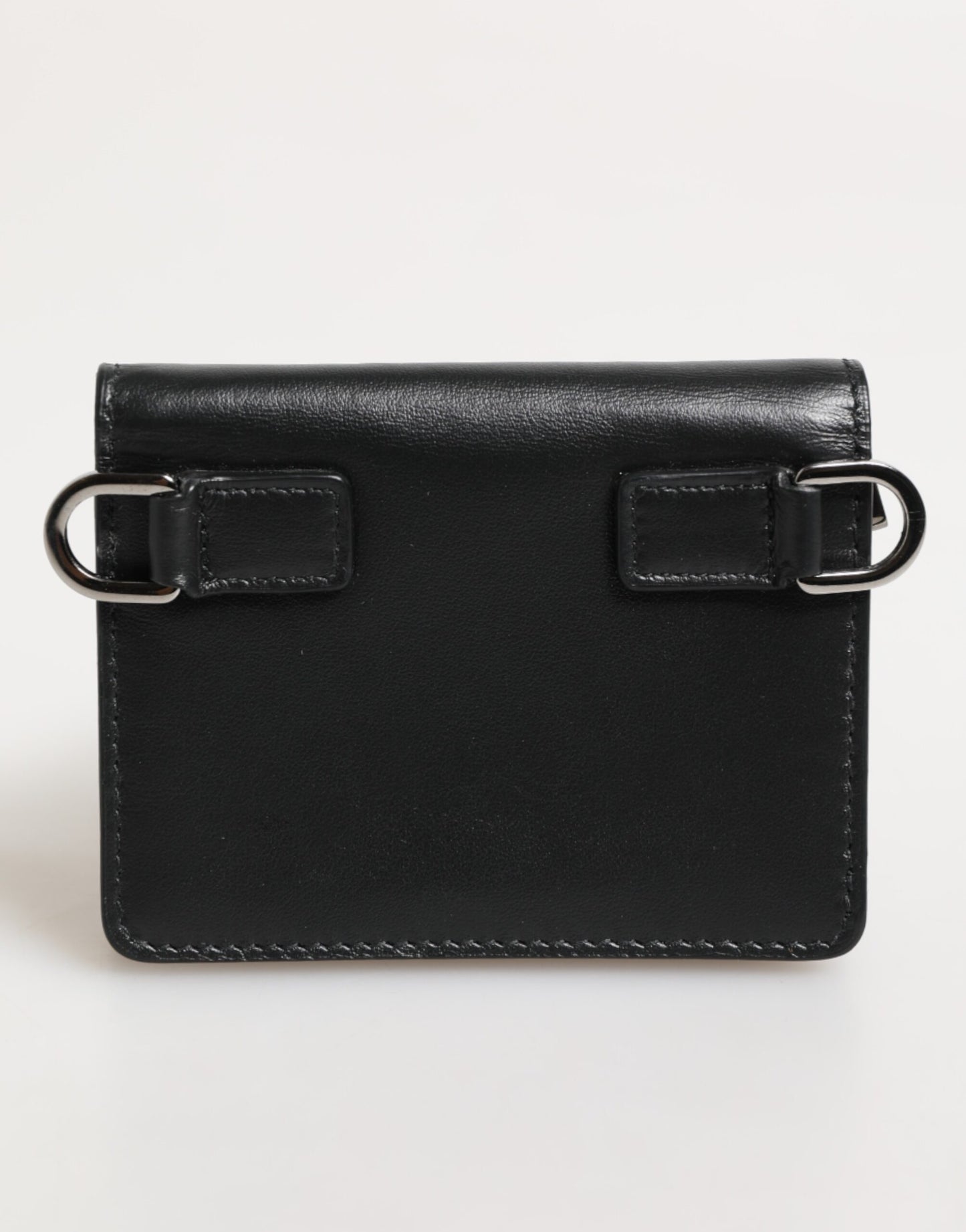 Dolce & Gabbana Schwarzes Leder DG Logo Bifold Karteninhaber Herren Borse Brieftasche