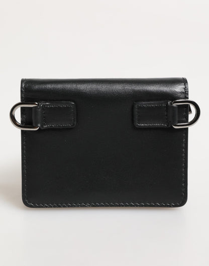 Dolce & Gabbana Schwarzes Leder DG Logo Bifold Karteninhaber Herren Borse Brieftasche