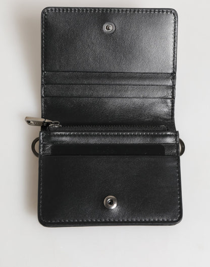 Dolce & Gabbana Schwarzes Leder DG Logo Bifold Karteninhaber Herren Borse Brieftasche