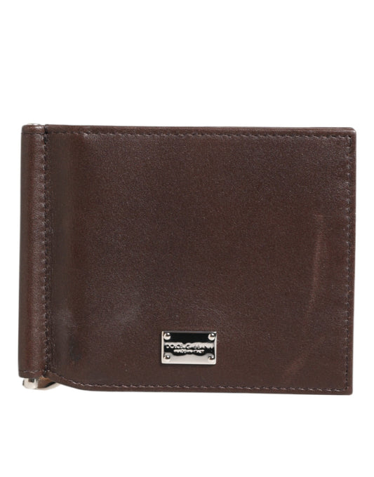 Dolce & Gabbana Braunes Leder DG Logo Gravur Bifold Card Holder Wallet