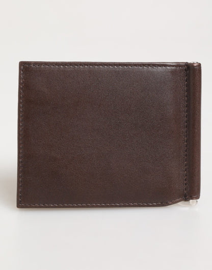 Dolce & Gabbana Braunes Leder DG Logo Gravur Bifold Card Holder Wallet