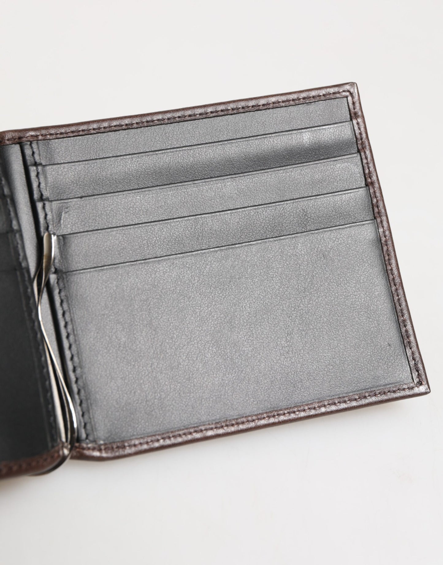 Dolce & Gabbana Braunes Leder DG Logo Gravur Bifold Card Holder Wallet