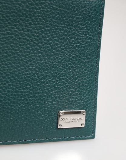 Dolce & Gabbana Grünes Leder DG Logo Gravur Herren Bifold Karteninhaber Brieftasche
