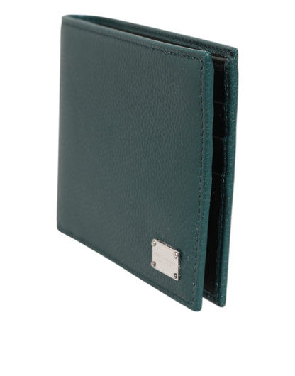Dolce & Gabbana Grünes Leder DG Logo Gravur Herren Bifold Karteninhaber Brieftasche