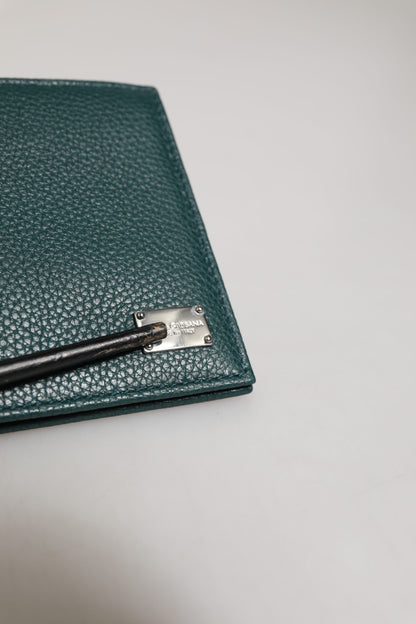 Dolce & Gabbana Grünes Leder DG Logo Gravur Herren Bifold Karteninhaber Brieftasche