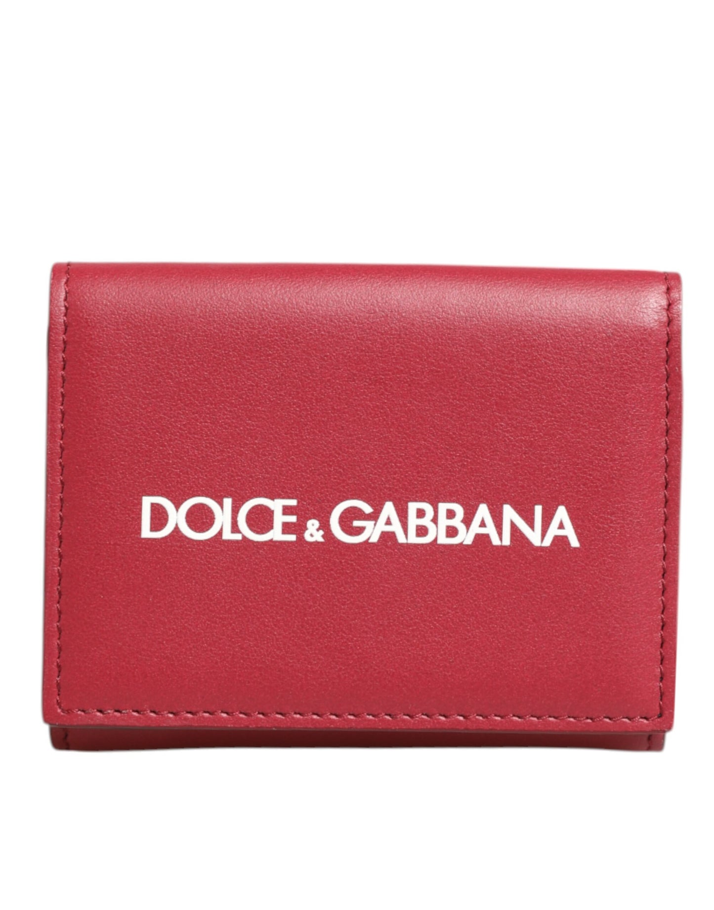 Dolce & Gabbana Rotes Leder Bold Logo Print Trifold Herren Karteninhaber Brieftasche