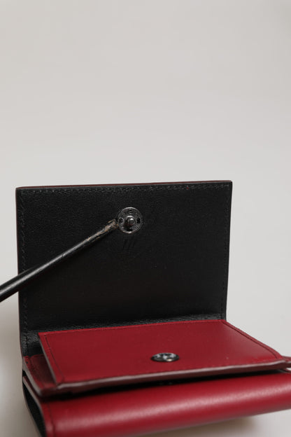 Dolce & Gabbana Rotes Leder Bold Logo Print Trifold Herren Karteninhaber Brieftasche