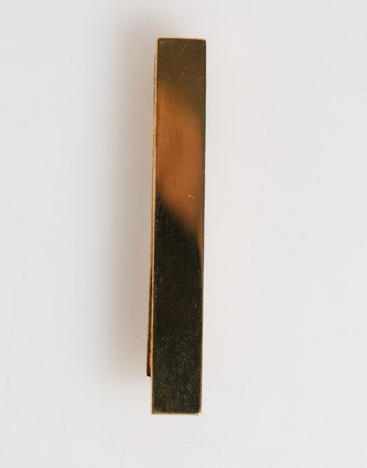 Dolce & Gabbana Gold-Ton Messing Logo Branded Männer Accessoire Krawattenklammer Bar