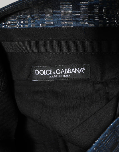 Dolce & Gabbana Blau Silber Glänzende Seide Skinny Männer Hosen Hosen