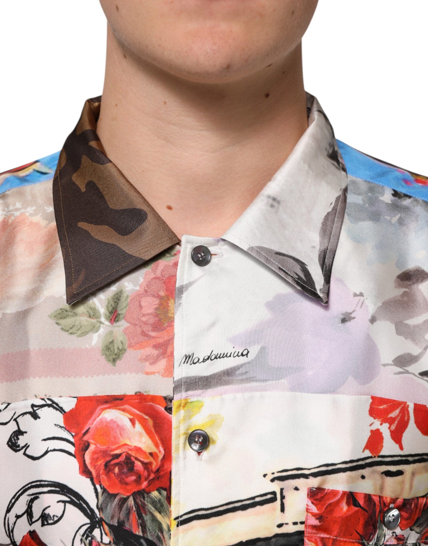 Dolce & Gabbana Mehrfarbig bedrucktes Freizeithemd mit kurzen Ärmeln