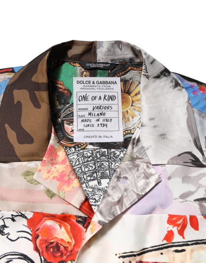 Dolce & Gabbana Mehrfarbig bedrucktes Freizeithemd mit kurzen Ärmeln