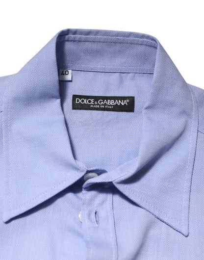Dolce & Gabbana Hellblaues Baumwoll-Teddybär-Langarmhemd