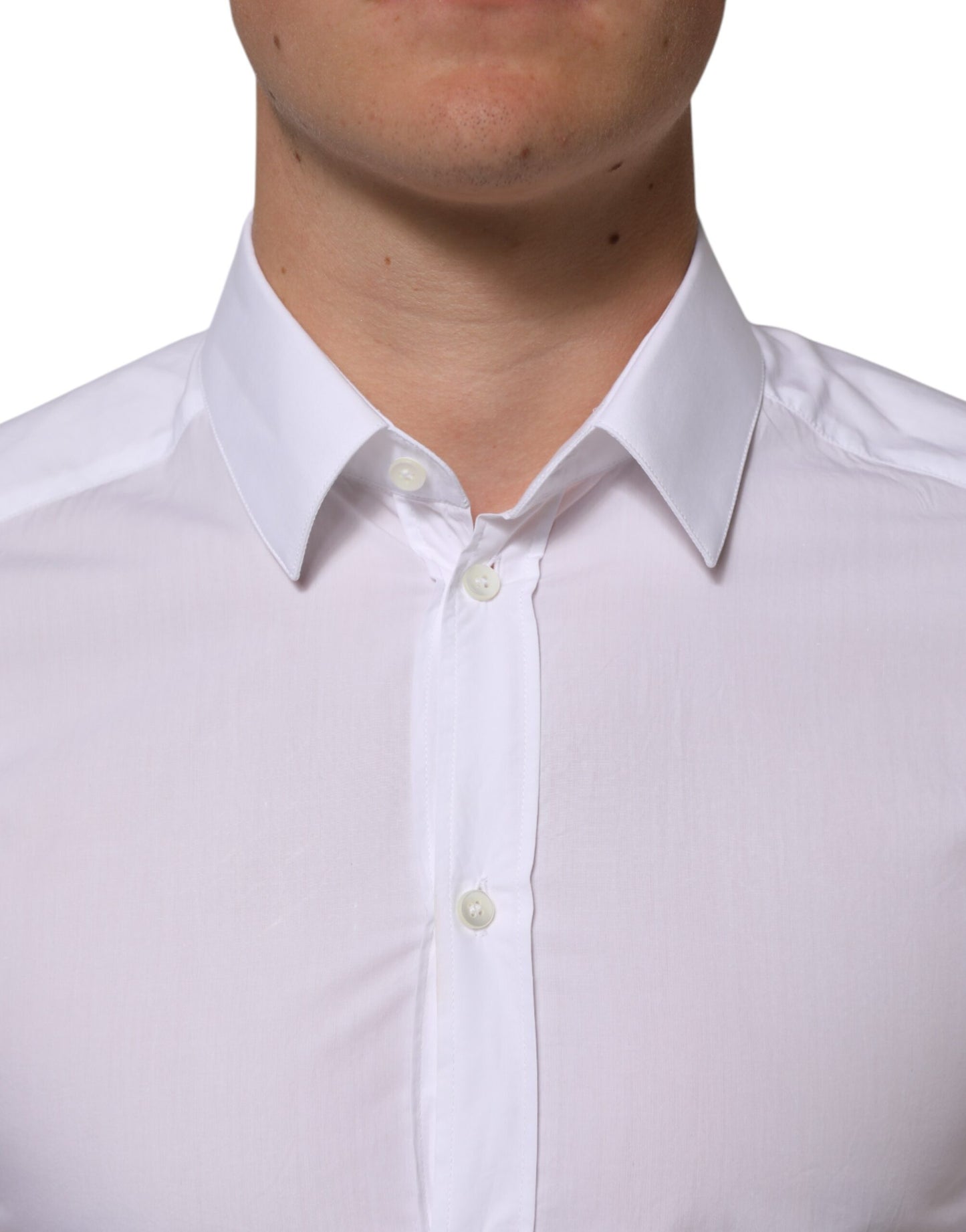 Dolce & Gabbana Weißes Baumwolle GOLD Formal Herren Langarmhemd