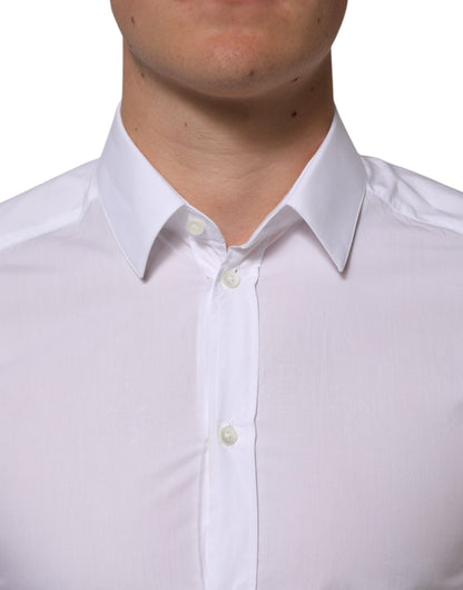 Dolce & Gabbana Weißes Baumwolle GOLD Formal Herren Langarmhemd