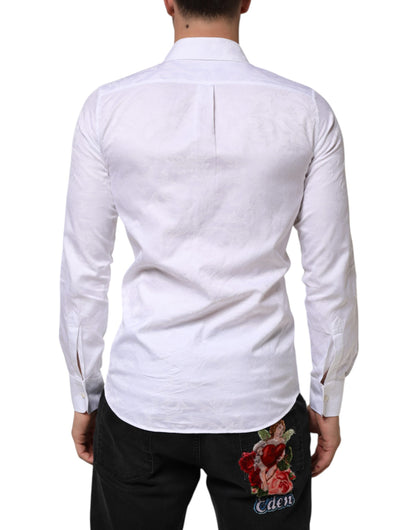 Dolce & Gabbana Weißes MARTINI Hemd aus Baumwolle mit Paisley-Jacquardmuster