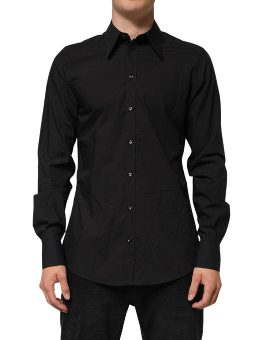 Dolce & Gabbana Schwarz MARTINI Slim Fit Kleid Formales Herrenhemd