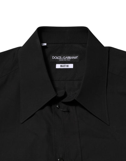 Dolce & Gabbana Schwarz MARTINI Slim Fit Kleid Formales Herrenhemd