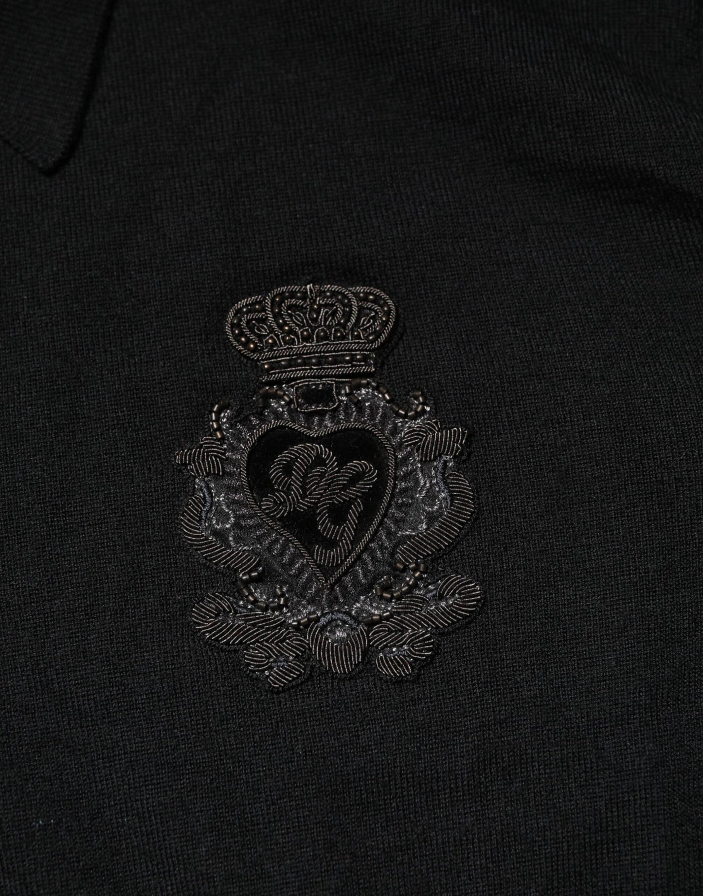 Dolce & Gabbana Schwarzer Kaschmir-Polo-Pullover für Männer mit langen Ärmeln