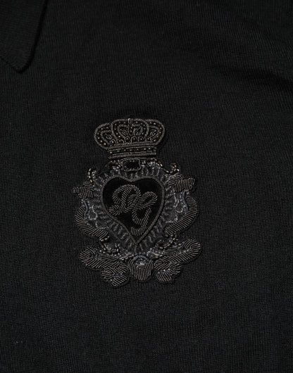 Dolce & Gabbana Schwarzer Kaschmir-Polo-Pullover für Männer mit langen Ärmeln