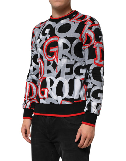 Dolce & Gabbana Multicolor Logo Monogramm Rundhalspullover