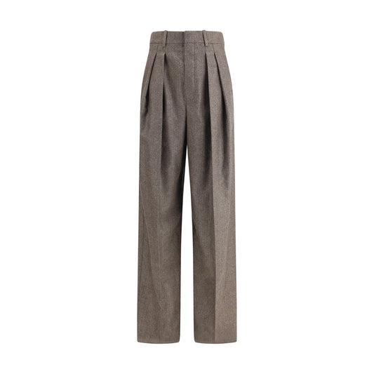 Saint Laurent Hose mit weitem Bein aus Wolle mit Fischgrätenmuster