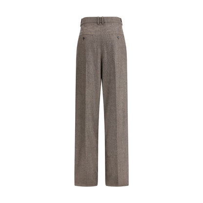 Saint Laurent Hose mit weitem Bein aus Wolle mit Fischgrätenmuster