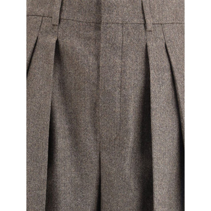 Saint Laurent Hose mit weitem Bein aus Wolle mit Fischgrätenmuster