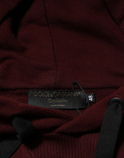 Dolce & Gabbana Burgundy Cotton Plaid gefüttert Männer Hoodie Pullover