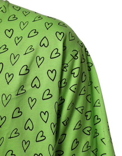Dolce & Gabbana Grünes V-Ausschnitt-T-Shirt mit DG-Logo und Herzaufdruck
