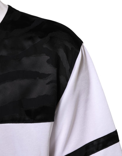 Dolce & Gabbana Weiß Schwarz Polyester DG Logo Mesh Jersey T-Shirt