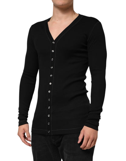 Dolce & Gabbana Schwarzer Baumwoll-Cardigan mit Knopfleiste für Männer