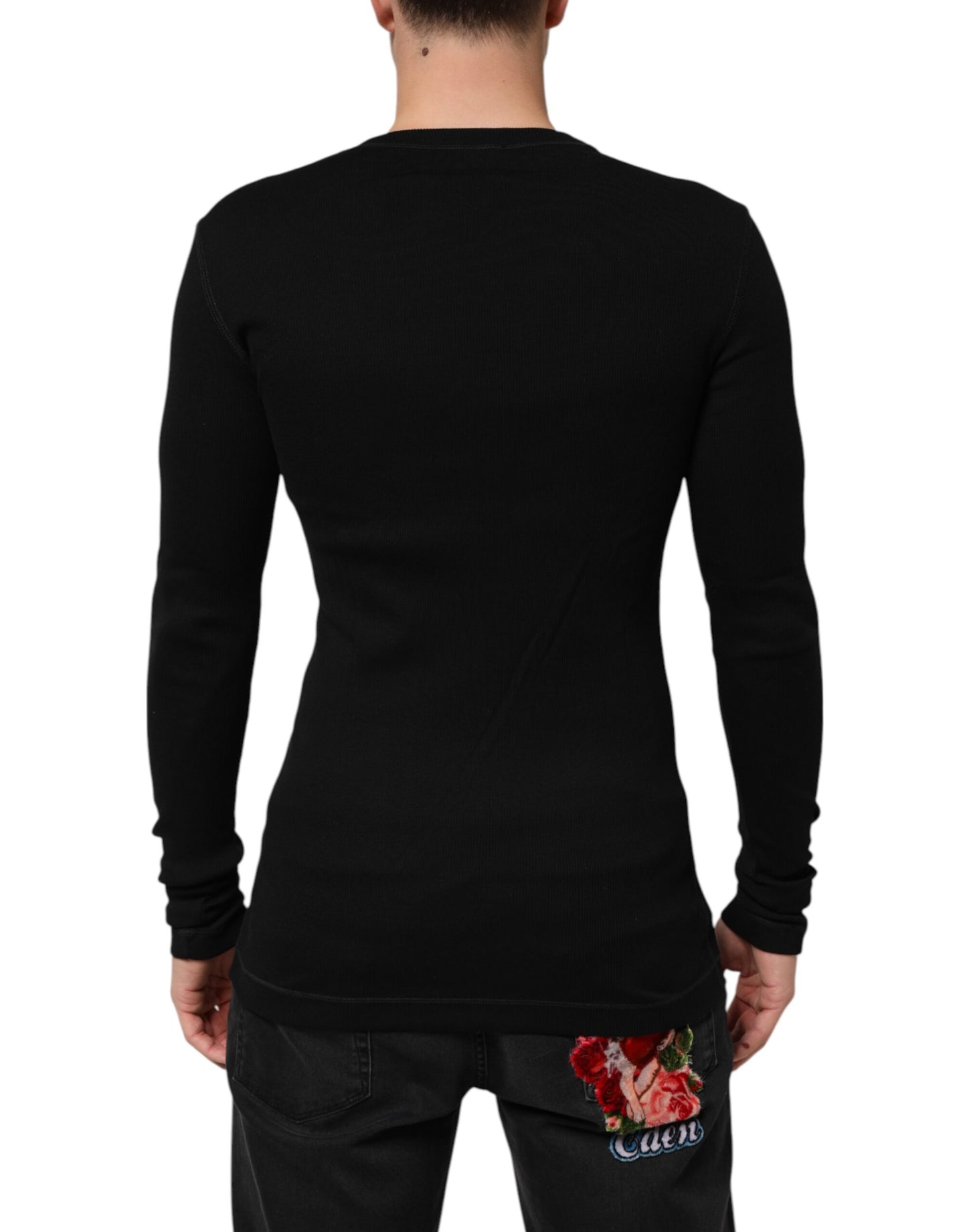 Dolce & Gabbana Schwarzer Baumwoll-Cardigan mit Knopfleiste für Männer