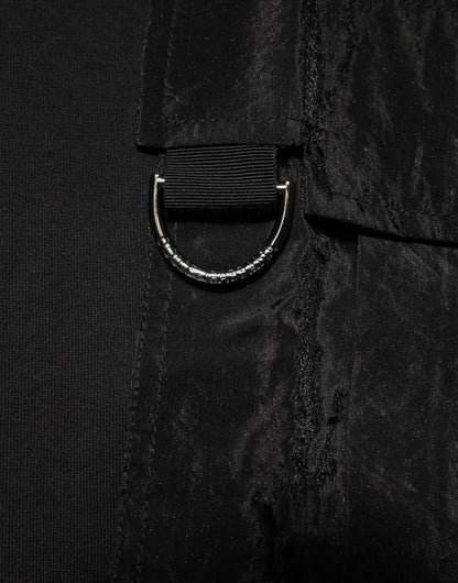 Dolce & Gabbana Schwarzes Baumwoll-T-Shirt mit gesticktem DG-Logo in der Tasche