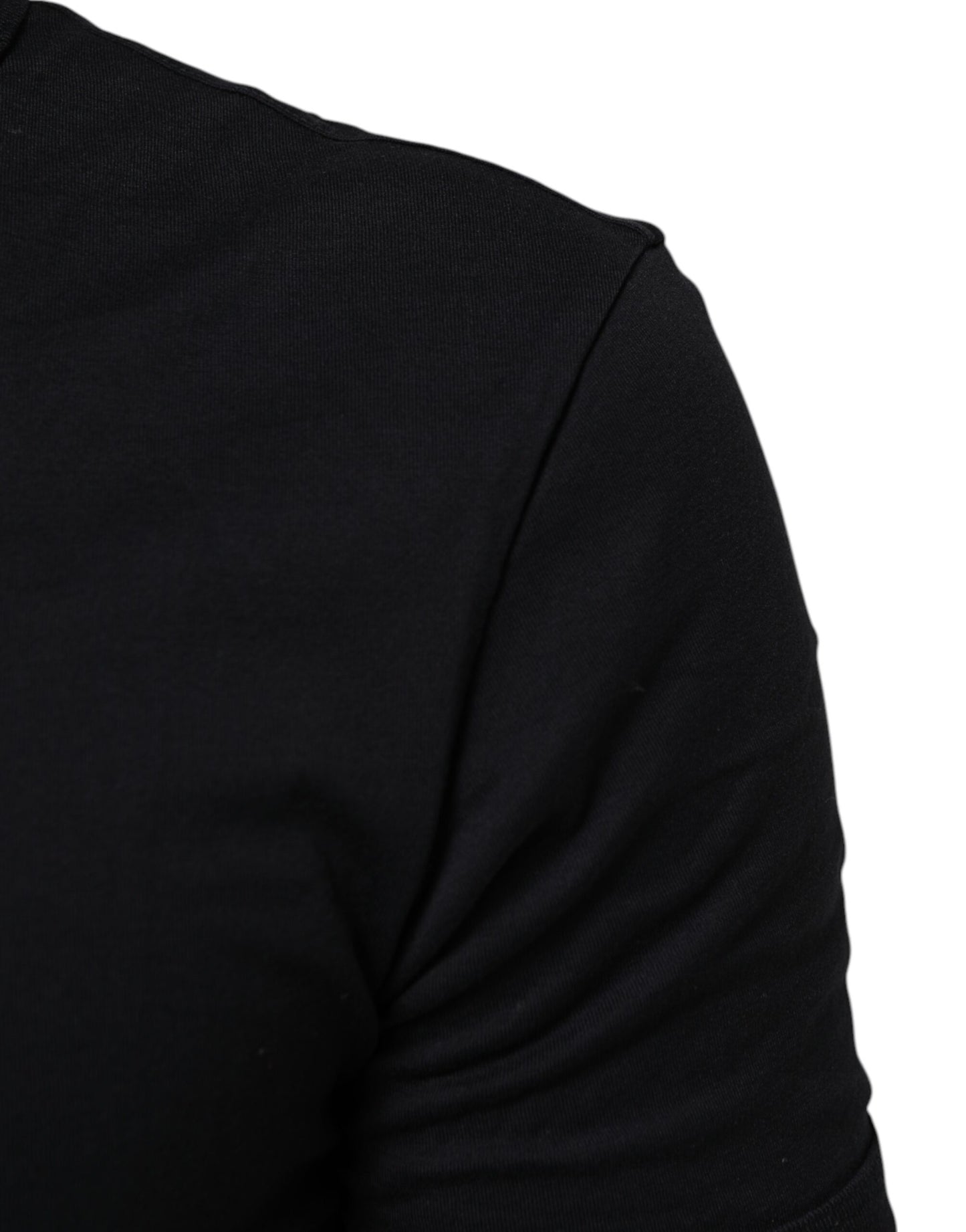 Dolce & Gabbana Schwarzes einfarbiges Baumwoll-T-Shirt mit V-Ausschnitt für Männer