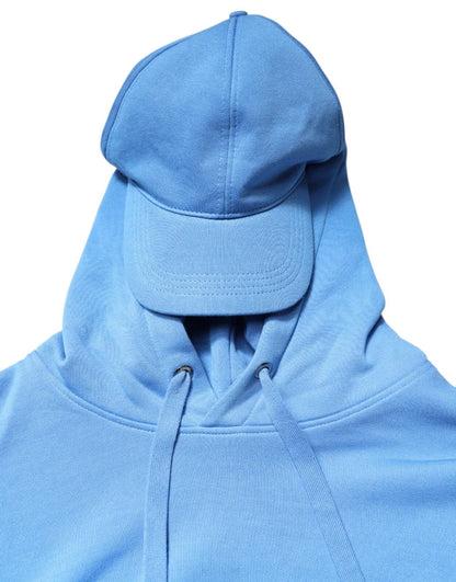 Dolce & Gabbana Blaue Baumwolle mit Kapuze Männer Sportswear Einheitsgröße Weste