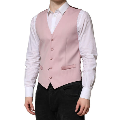 Dolce & Gabbana Rosa Wolle Kleid Formal Männer Weste Weste