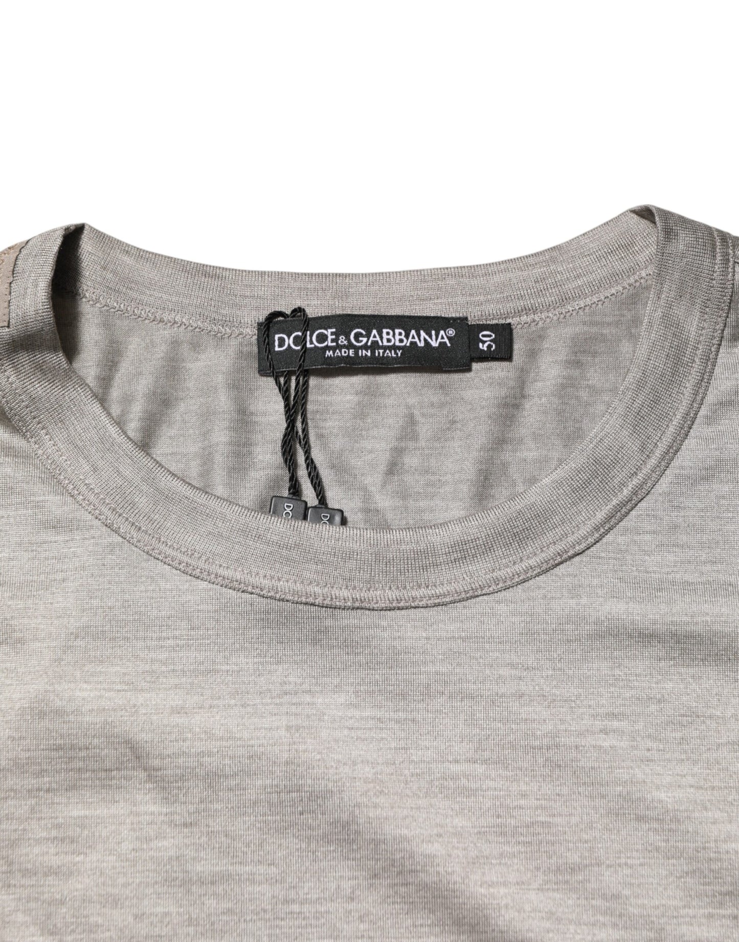 Dolce & Gabbana Beigefarbenes Haselnuss-Baumwoll-Kurzarmhemd-T-Shirt