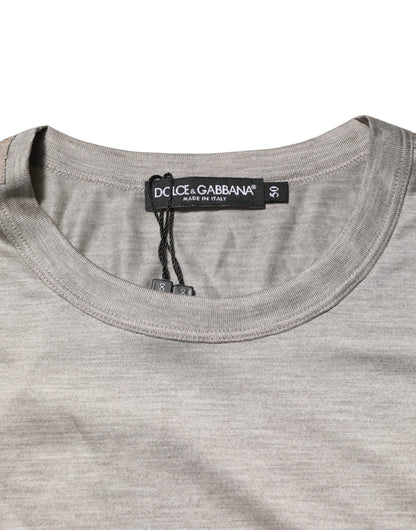 Dolce & Gabbana Beigefarbenes Haselnuss-Baumwoll-Kurzarmhemd-T-Shirt