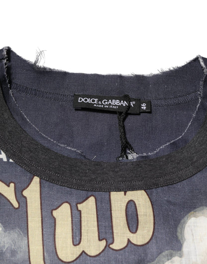 Dolce & Gabbana Palermo Jazz Club Leinen-T-Shirt mit Rundhalsausschnitt für Männer