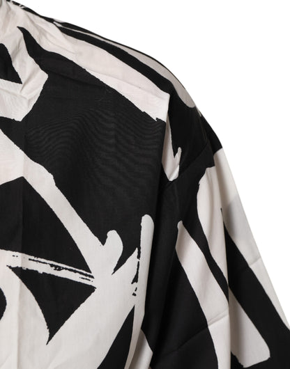 Dolce & Gabbana Schwarz-Weißes Graffiti-T-Shirt aus Baumwolle in Übergröße