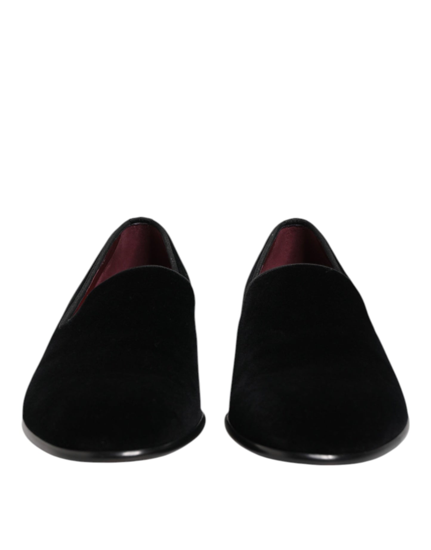 Dolce & Gabbana Schwarzer Samt Slip On Männer Loafers Formelle Schuhe