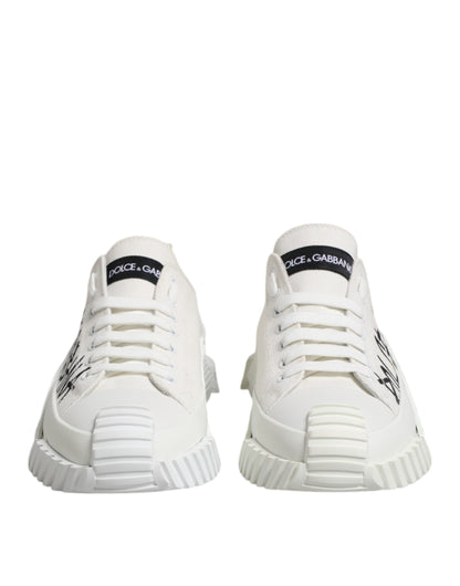 Dolce & Gabbana Weiß Logo Graffiti Low Top Turnschuhe Schuhe