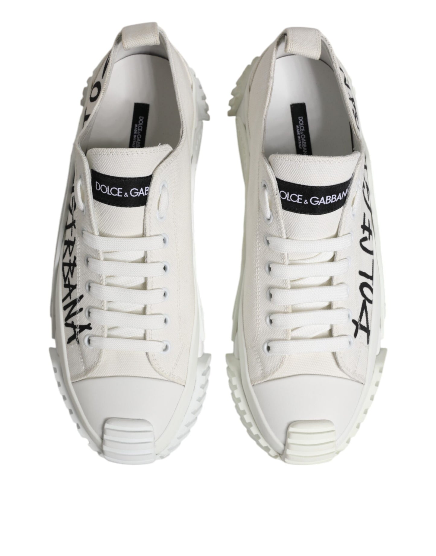 Dolce & Gabbana Weiß Logo Graffiti Low Top Turnschuhe Schuhe