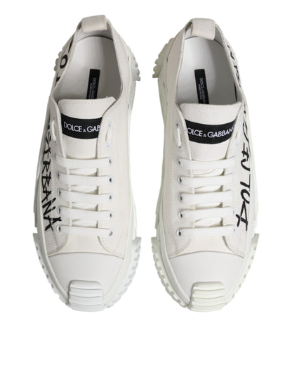 Dolce & Gabbana Weiß Logo Graffiti Low Top Turnschuhe Schuhe