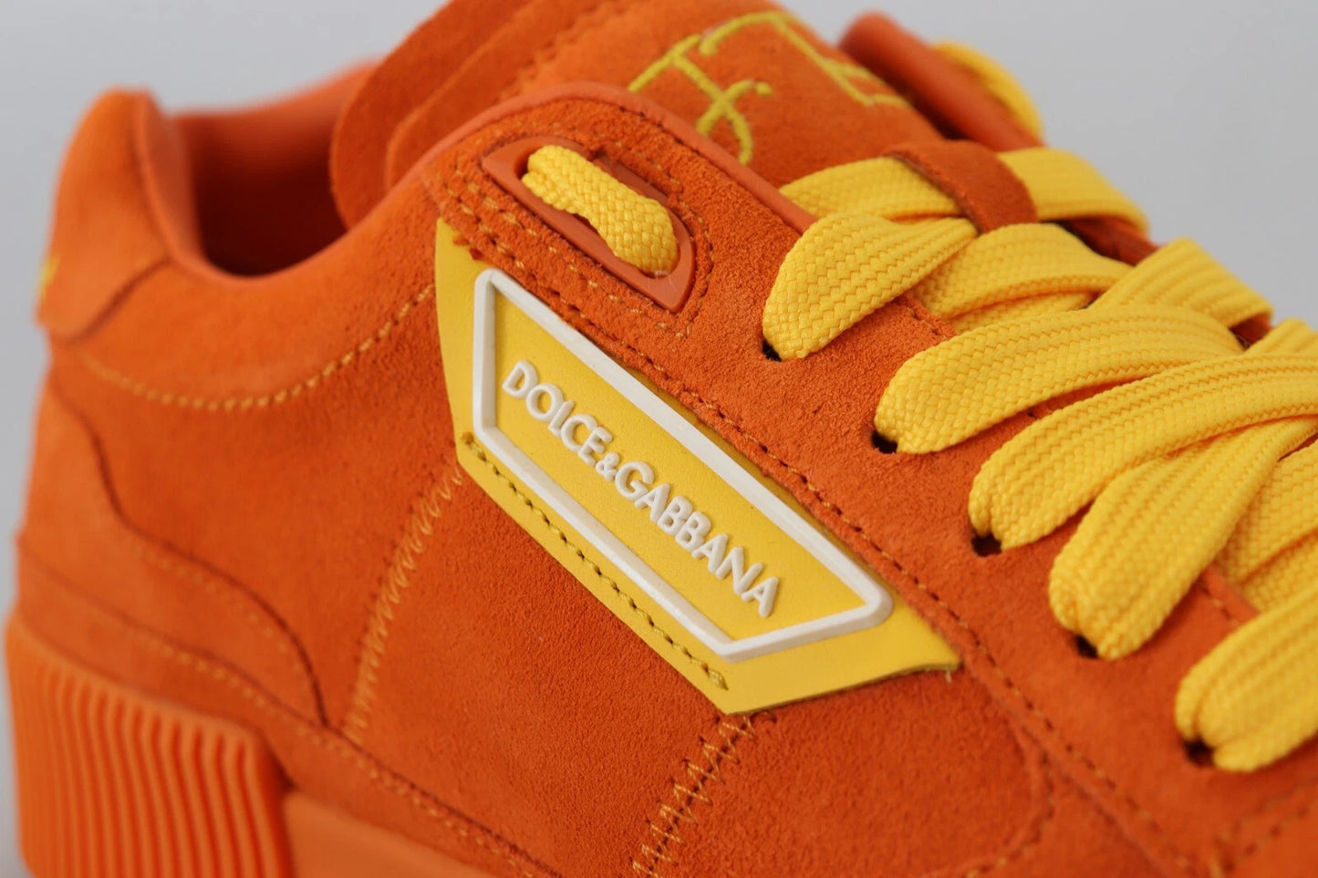 Dolce & Gabbana Orange Leder P.j. Tucker Männer Turnschuhe Schuhe