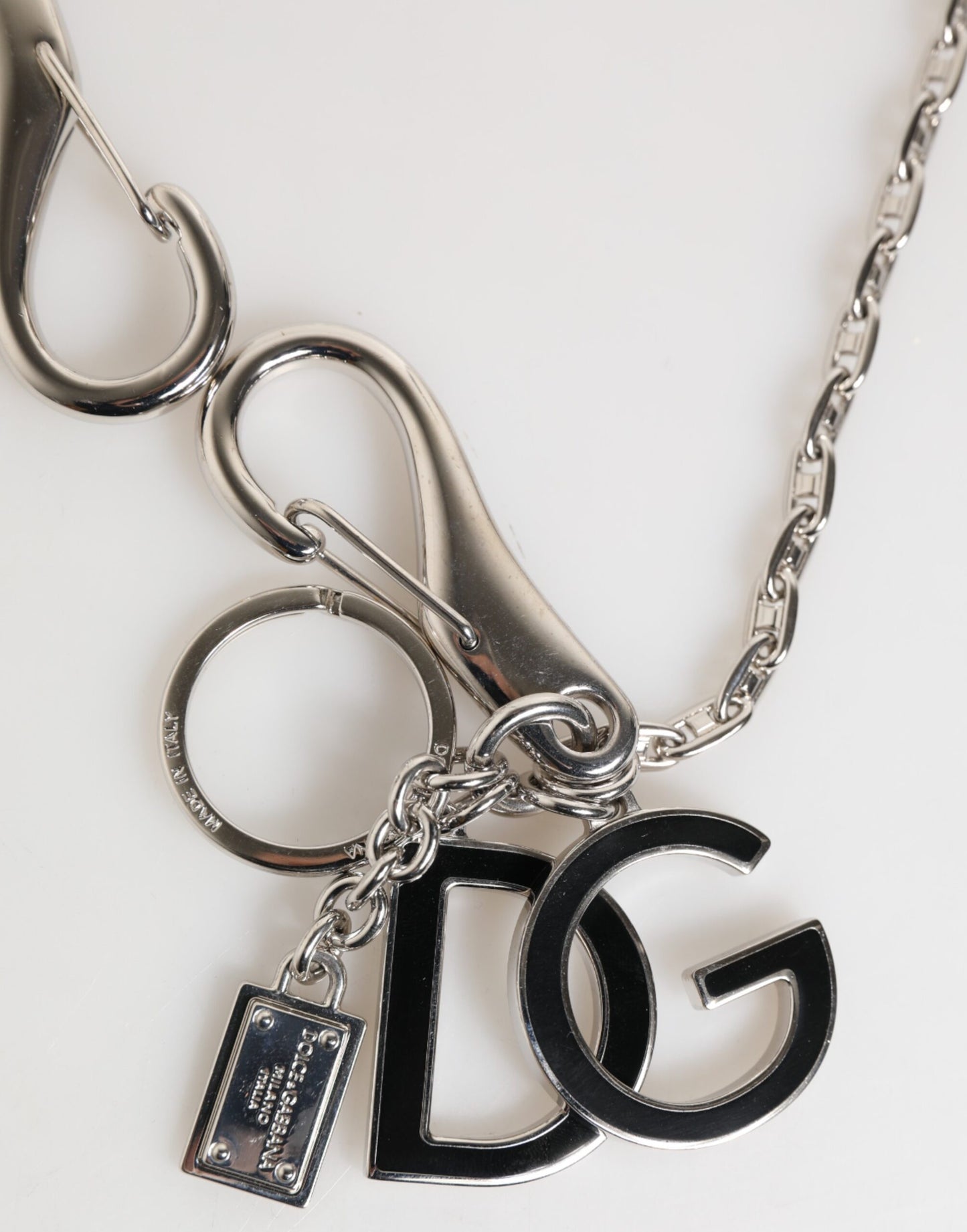 Dolce & Gabbana Silber DG Logo Schlüsselanhänger Schlüsselanhänger Tasche Charme Schlüsselring