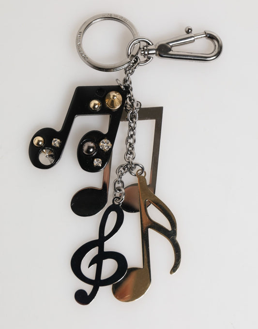 Dolce & Gabbana Silber Musikalische Note Schlüsselanhänger Schlüsselanhänger Tasche Charme Schlüsselring